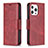 Custodia Portafoglio In Pelle Cover con Supporto L01 per Apple iPhone 14 Pro Max Rosso