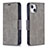 Custodia Portafoglio In Pelle Cover con Supporto L01 per Apple iPhone 15 Grigio