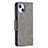 Custodia Portafoglio In Pelle Cover con Supporto L01 per Apple iPhone 15 Grigio