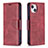 Custodia Portafoglio In Pelle Cover con Supporto L01 per Apple iPhone 15 Rosso