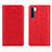 Custodia Portafoglio In Pelle Cover con Supporto L01 per Oppo A91 Rosso