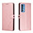 Custodia Portafoglio In Pelle Cover con Supporto L02 per Motorola Moto Edge 20 Pro 5G Oro Rosa