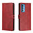 Custodia Portafoglio In Pelle Cover con Supporto L02 per Motorola Moto Edge 20 Pro 5G Rosso