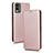 Custodia Portafoglio In Pelle Cover con Supporto L02Z per Nokia C210 Oro Rosa