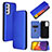 Custodia Portafoglio In Pelle Cover con Supporto L02Z per Samsung Galaxy A82 5G Blu