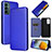 Custodia Portafoglio In Pelle Cover con Supporto L02Z per Samsung Galaxy F23 5G Blu