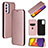 Custodia Portafoglio In Pelle Cover con Supporto L02Z per Samsung Galaxy F54 5G Oro Rosa