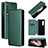 Custodia Portafoglio In Pelle Cover con Supporto L02Z per Samsung Galaxy Z Fold3 5G Verde