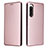 Custodia Portafoglio In Pelle Cover con Supporto L02Z per Sony Xperia 5 IV Oro Rosa