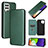 Custodia Portafoglio In Pelle Cover con Supporto L04Z per Samsung Galaxy A22 4G Verde