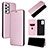 Custodia Portafoglio In Pelle Cover con Supporto L04Z per Samsung Galaxy A73 5G Oro Rosa