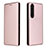 Custodia Portafoglio In Pelle Cover con Supporto L04Z per Sony Xperia 1 III Oro Rosa