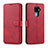 Custodia Portafoglio In Pelle Cover con Supporto L06 per Huawei Nova 5z Rosso