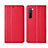 Custodia Portafoglio In Pelle Cover con Supporto L06 per Oppo Find X2 Lite Rosso