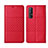 Custodia Portafoglio In Pelle Cover con Supporto L06 per Oppo Find X2 Neo Rosso