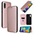 Custodia Portafoglio In Pelle Cover con Supporto L06Z per Samsung Galaxy A02 Oro Rosa