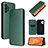 Custodia Portafoglio In Pelle Cover con Supporto L06Z per Samsung Galaxy A32 4G Verde