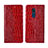 Custodia Portafoglio In Pelle Cover con Supporto L07 per Nokia C3 Rosso