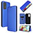 Custodia Portafoglio In Pelle Cover con Supporto L07Z per Samsung Galaxy A72 4G Blu