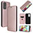 Custodia Portafoglio In Pelle Cover con Supporto L07Z per Samsung Galaxy A72 4G Oro Rosa