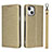 Custodia Portafoglio In Pelle Cover con Supporto L08 per Apple iPhone 13 Oro