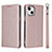 Custodia Portafoglio In Pelle Cover con Supporto L08 per Apple iPhone 13 Oro Rosa