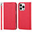Custodia Portafoglio In Pelle Cover con Supporto L08 per Apple iPhone 13 Pro Max Rosso