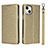 Custodia Portafoglio In Pelle Cover con Supporto L08 per Apple iPhone 14 Oro