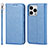 Custodia Portafoglio In Pelle Cover con Supporto L08 per Apple iPhone 14 Pro Blu