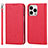 Custodia Portafoglio In Pelle Cover con Supporto L08 per Apple iPhone 14 Pro Max Rosso