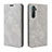 Custodia Portafoglio In Pelle Cover con Supporto L08 per Oppo K5 Grigio