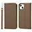 Custodia Portafoglio In Pelle Cover con Supporto L10 per Apple iPhone 13 Mini Marrone