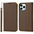 Custodia Portafoglio In Pelle Cover con Supporto L10 per Apple iPhone 15 Pro Max Marrone