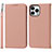 Custodia Portafoglio In Pelle Cover con Supporto L10 per Apple iPhone 15 Pro Max Oro Rosa