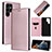 Custodia Portafoglio In Pelle Cover con Supporto L10Z per Samsung Galaxy S21 Ultra 5G Oro Rosa