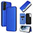 Custodia Portafoglio In Pelle Cover con Supporto L11Z per Samsung Galaxy S21 FE 5G Blu