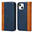 Custodia Portafoglio In Pelle Cover con Supporto L12 per Apple iPhone 13 Blu