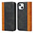 Custodia Portafoglio In Pelle Cover con Supporto L12 per Apple iPhone 13 Nero