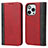 Custodia Portafoglio In Pelle Cover con Supporto L12 per Apple iPhone 14 Pro Max Rosso