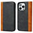 Custodia Portafoglio In Pelle Cover con Supporto L12 per Apple iPhone 14 Pro Nero