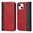 Custodia Portafoglio In Pelle Cover con Supporto L12 per Apple iPhone 14 Rosso