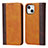 Custodia Portafoglio In Pelle Cover con Supporto L13 per Apple iPhone 13 Mini Marrone