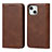 Custodia Portafoglio In Pelle Cover con Supporto L14 per Apple iPhone 13 Mini Marrone