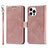 Custodia Portafoglio In Pelle Cover con Supporto L15 per Apple iPhone 13 Pro Max Oro Rosa