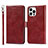 Custodia Portafoglio In Pelle Cover con Supporto L15 per Apple iPhone 13 Pro Rosso