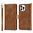 Custodia Portafoglio In Pelle Cover con Supporto L15 per Apple iPhone 14 Pro Marrone