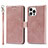 Custodia Portafoglio In Pelle Cover con Supporto L15 per Apple iPhone 14 Pro Max Oro Rosa