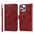 Custodia Portafoglio In Pelle Cover con Supporto L15 per Apple iPhone 15 Pro Rosso