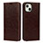 Custodia Portafoglio In Pelle Cover con Supporto L17 per Apple iPhone 13 Mini Marrone