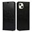 Custodia Portafoglio In Pelle Cover con Supporto L17 per Apple iPhone 15 Nero